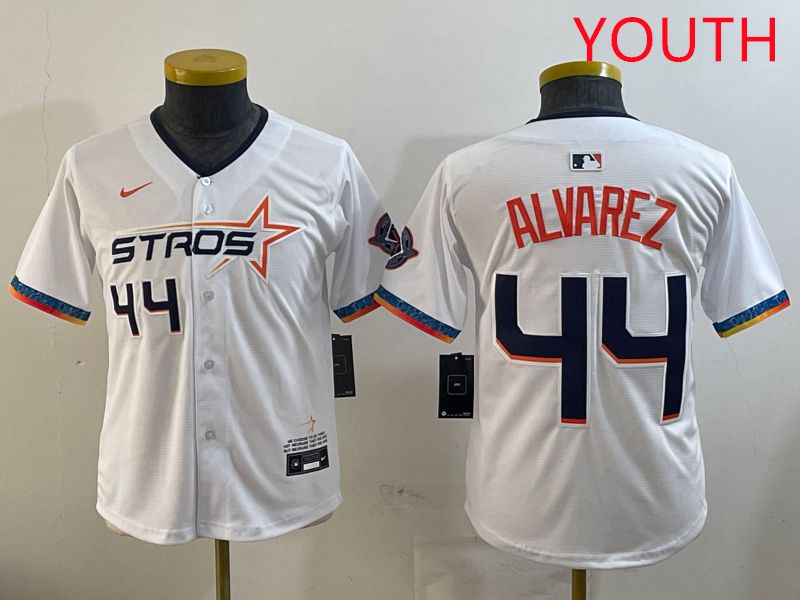 Youth Houston Astros #44 Alvarez White Fourth generation Joint Name 2025 Nike MLB Jersey style 8